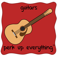 Guitars Perk Up Everything - Red Background
